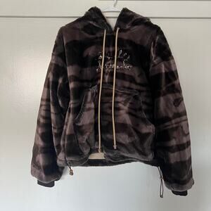 BROWN FAUX FUR HOODIE